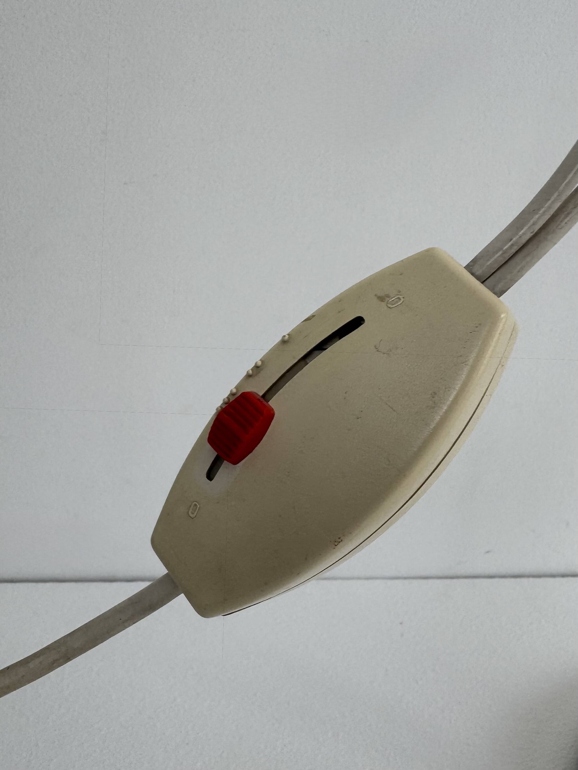 Vintage adjustable floor lamp, chrome and pressed moulded beige ABS, France 1970.