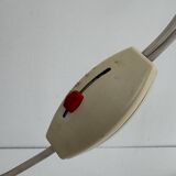 Vintage adjustable floor lamp, chrome and pressed moulded beige ABS, France 1970.