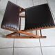 Vintage rocking footrests in wood and faux leather