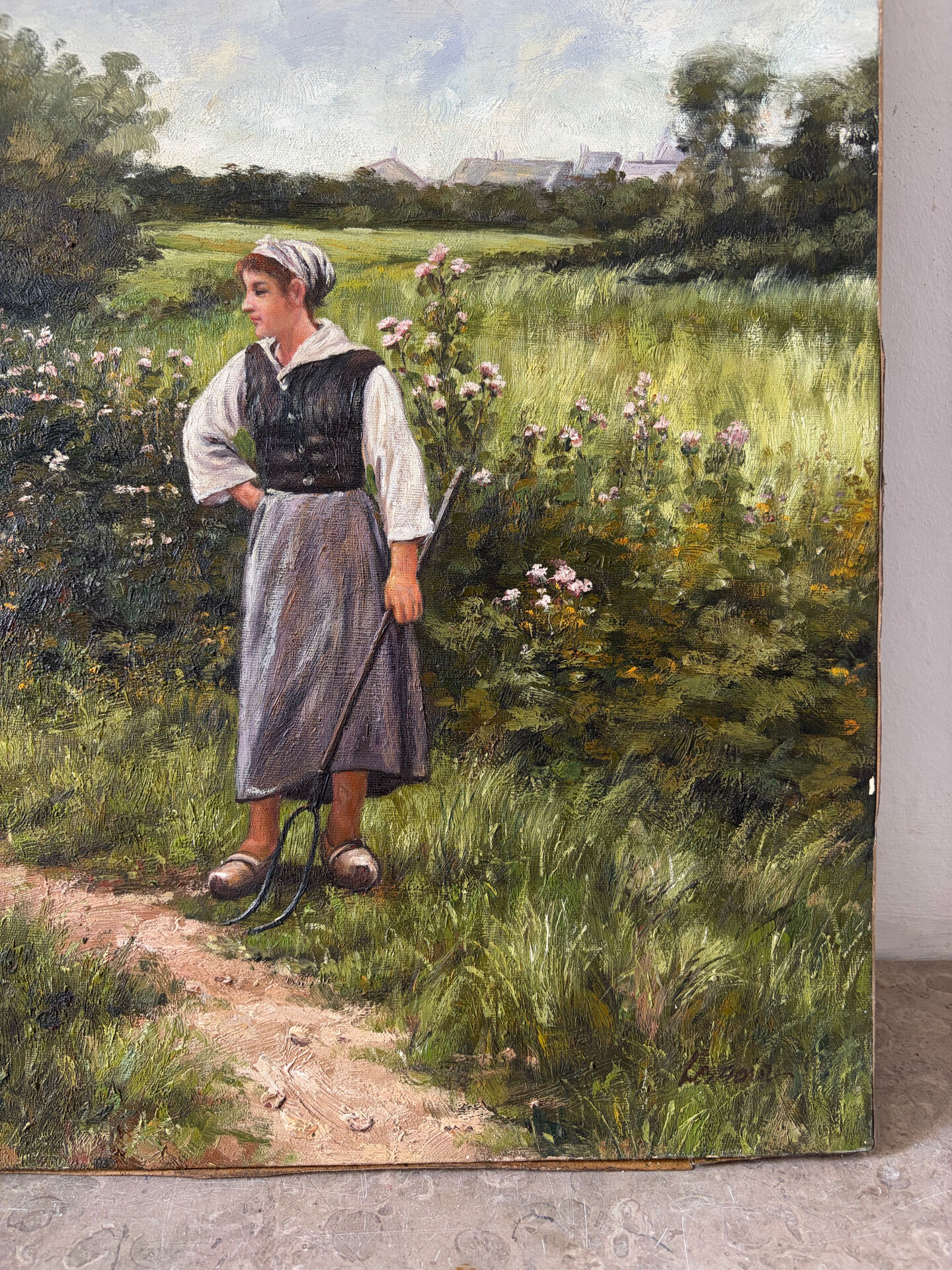 The well-kept cows, landscape, oil on canvas signed.