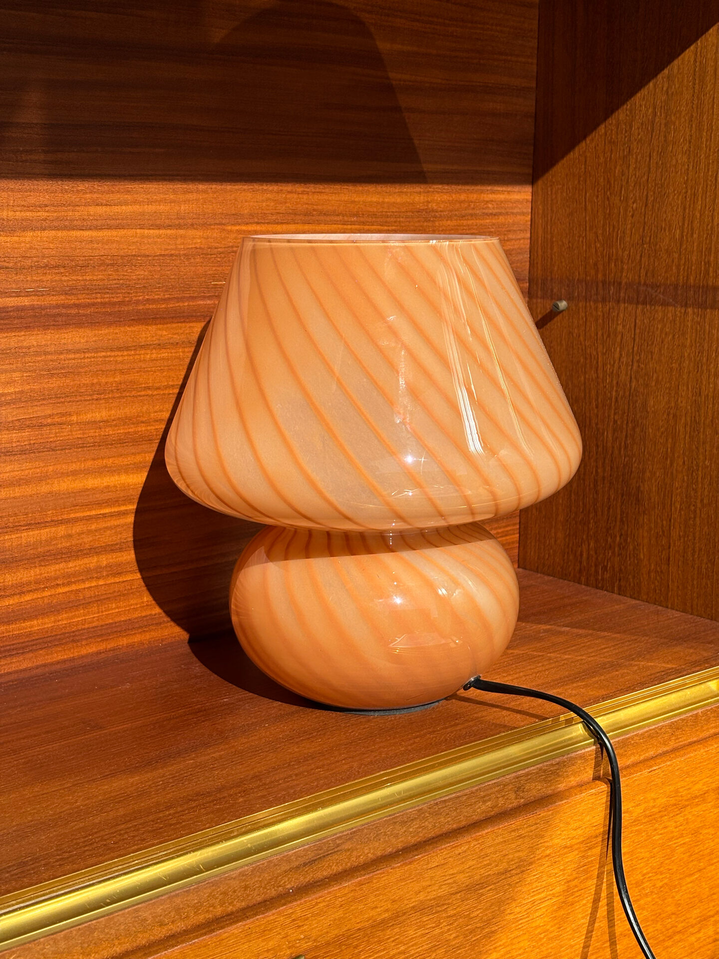 Pair of blown glass bedside lamps, Murano style, 1980s