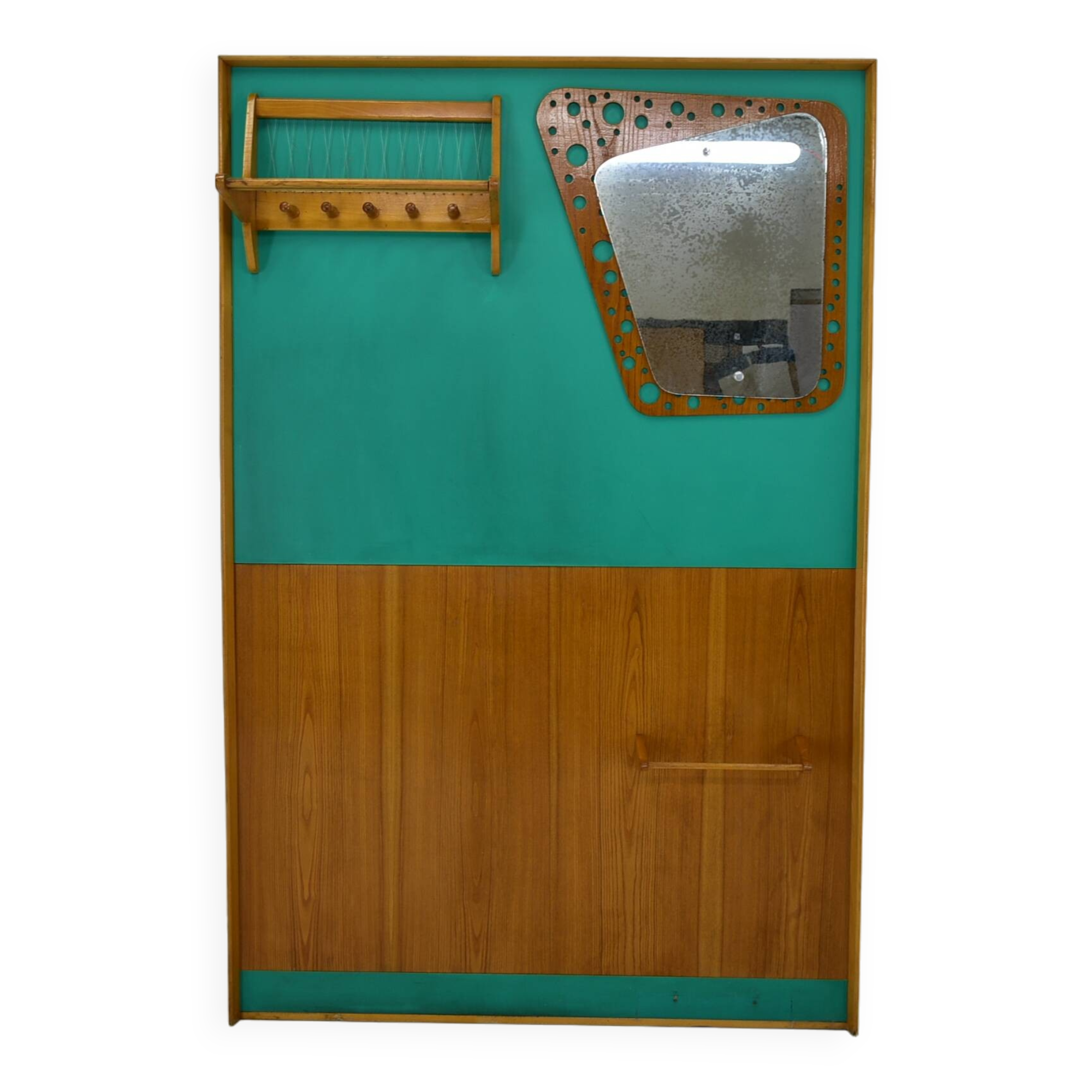 Mid-Century  Wall Mounted Coat Rack Czechoslovakia , 1970's