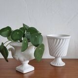 Cache-pot vase Médicis vintage ancien faïence blanche