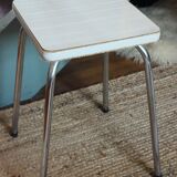 Tabouret formica blanc gris vintage