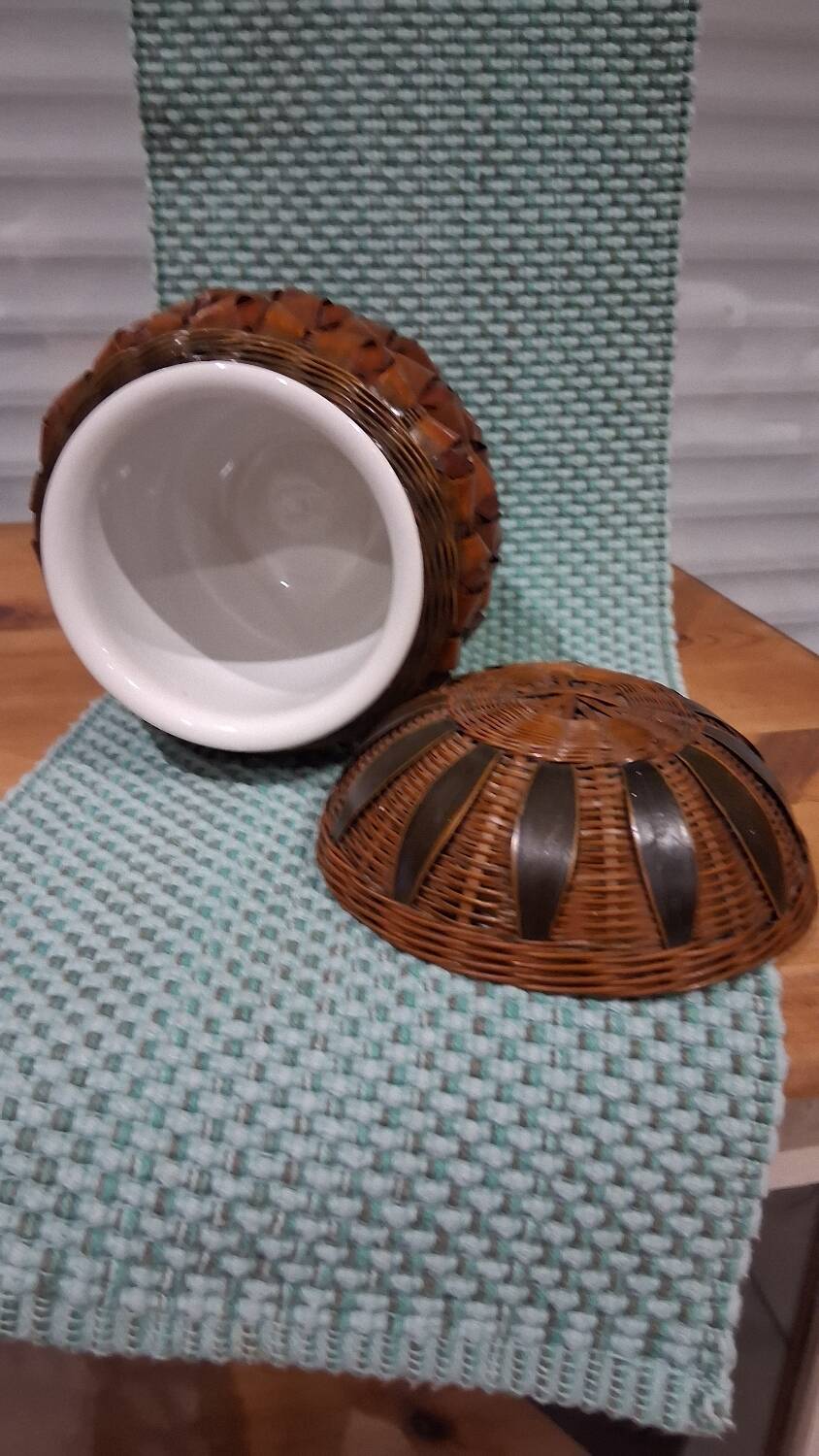 Woven wicker pot