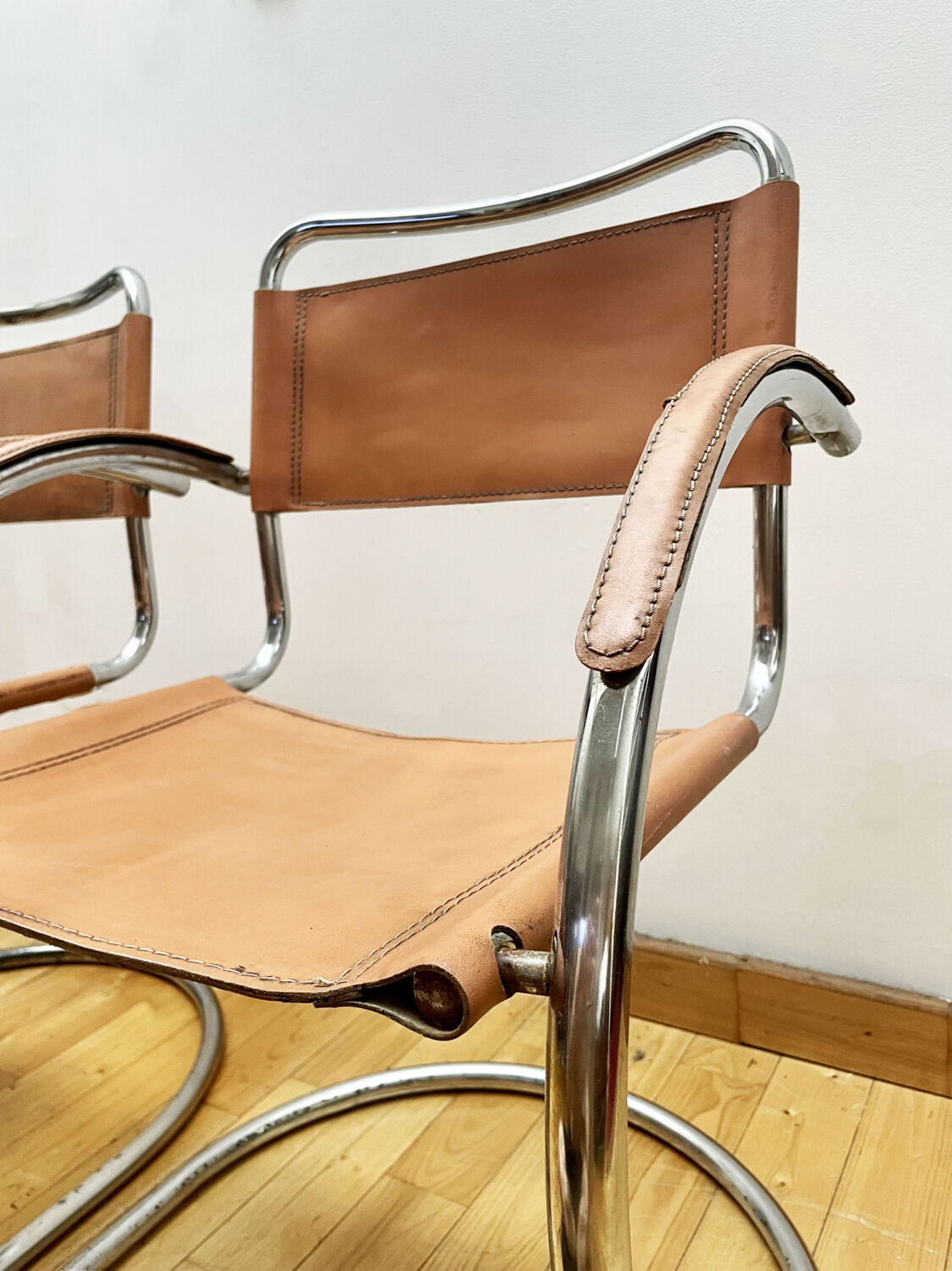 Pair of vintage tubular armchairs 1960s