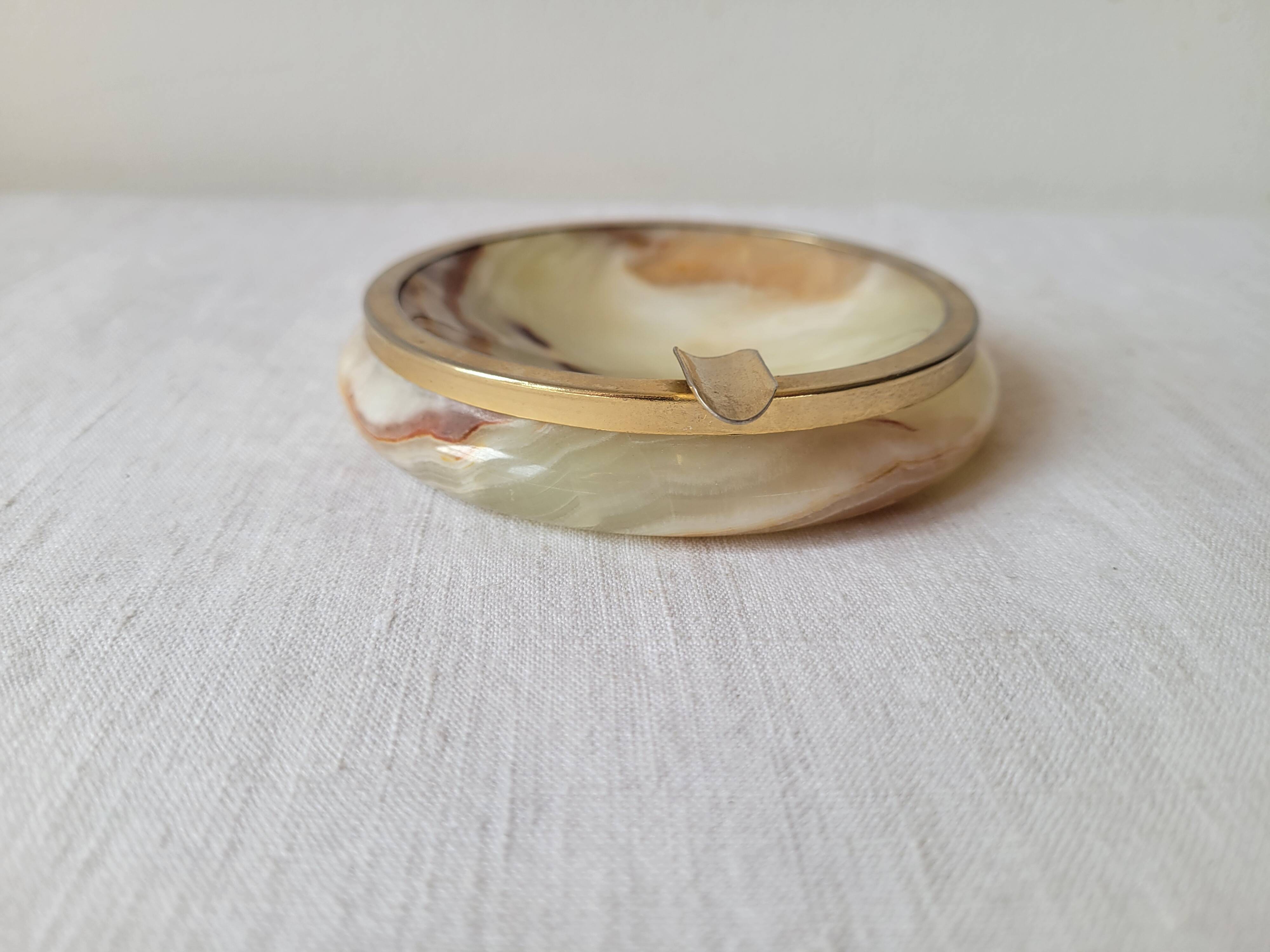 Onyx and brass ashtray