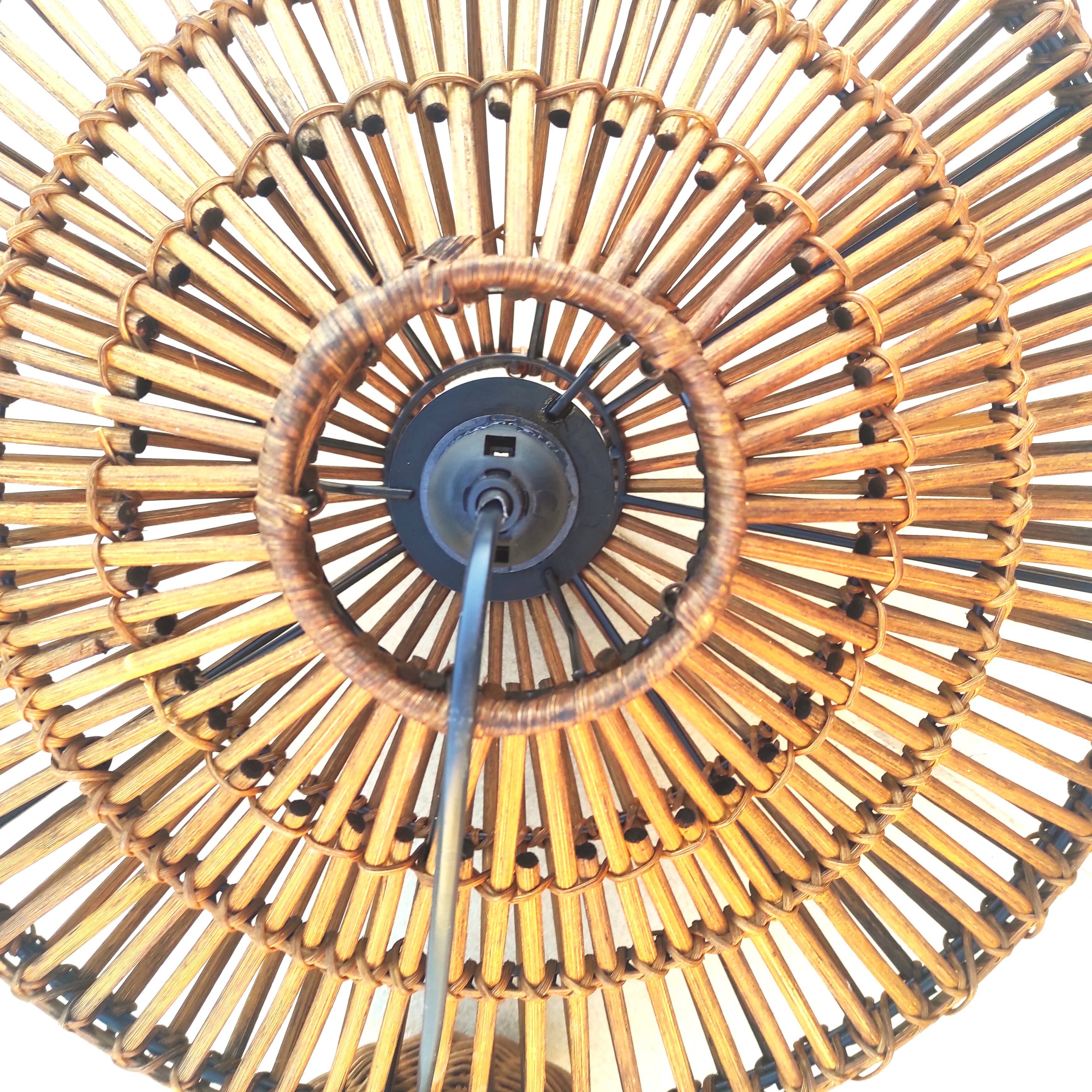 Vintage rattan pendant light with a diameter of 45cm