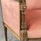 Paire de fauteuils bergères de style Louis XVI en bois sculpté, velours, XX