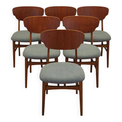 Ensemble de six chaises en teck, design danois, années 1970, production : Danemark
