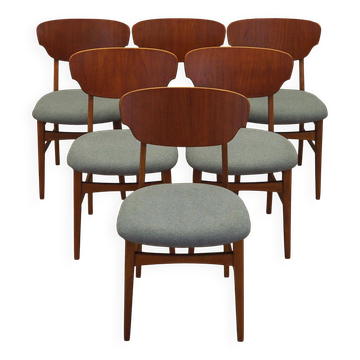 Set of six teak chairs, Danish design, 1970s, production: Denmark