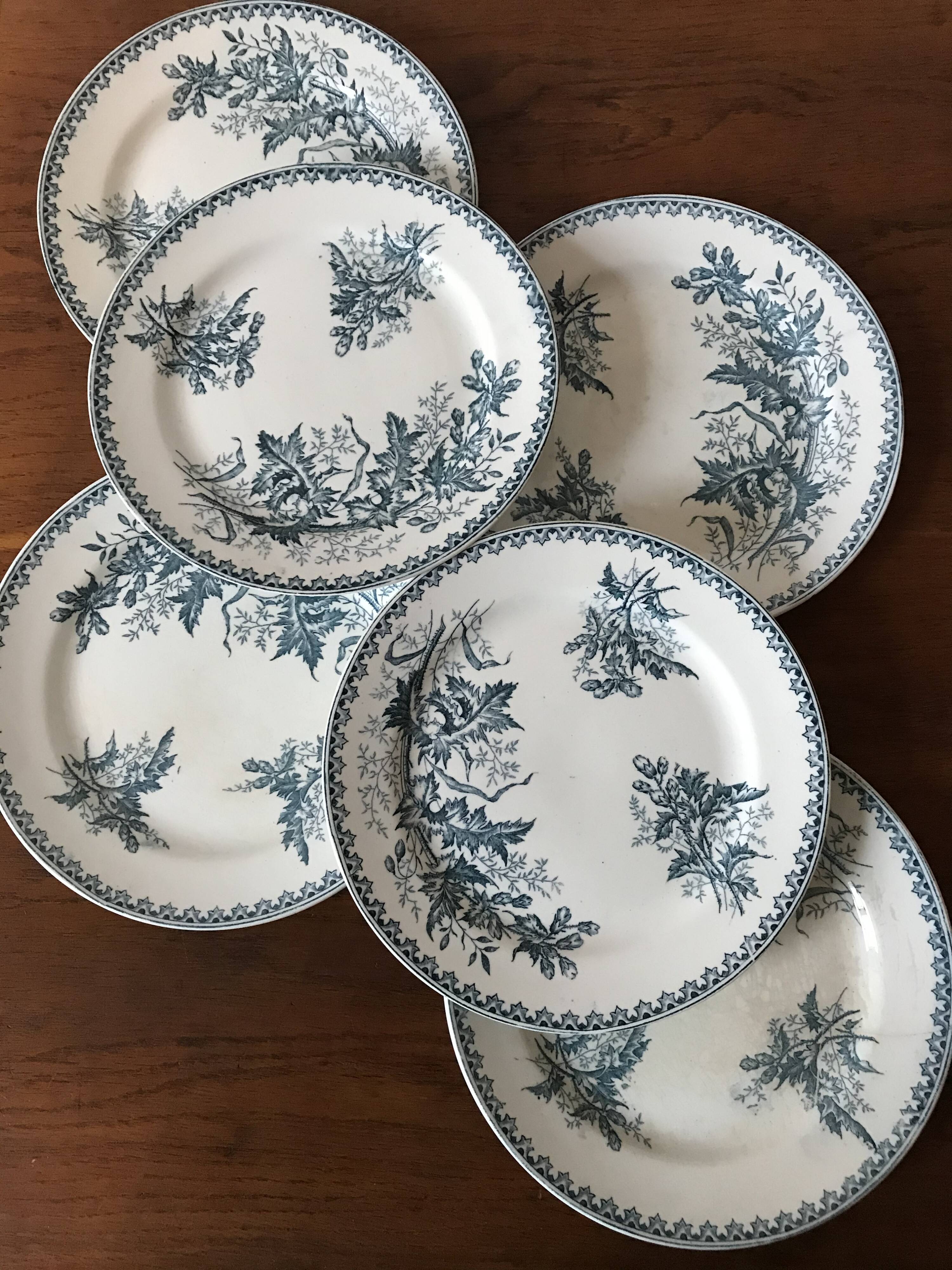 Lot 6 flat plates iron earth Thistle