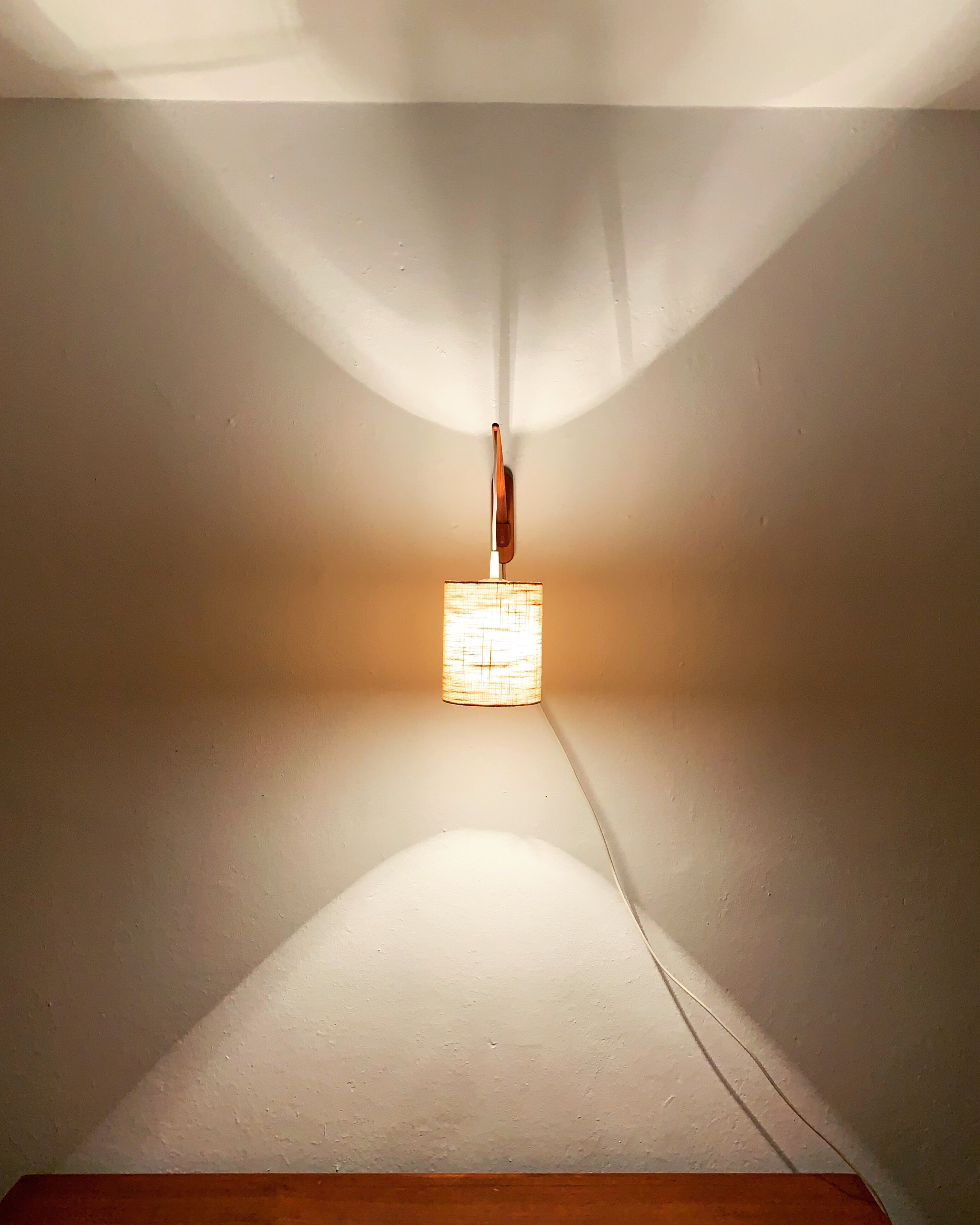 Danish adjustable teak wall lamp