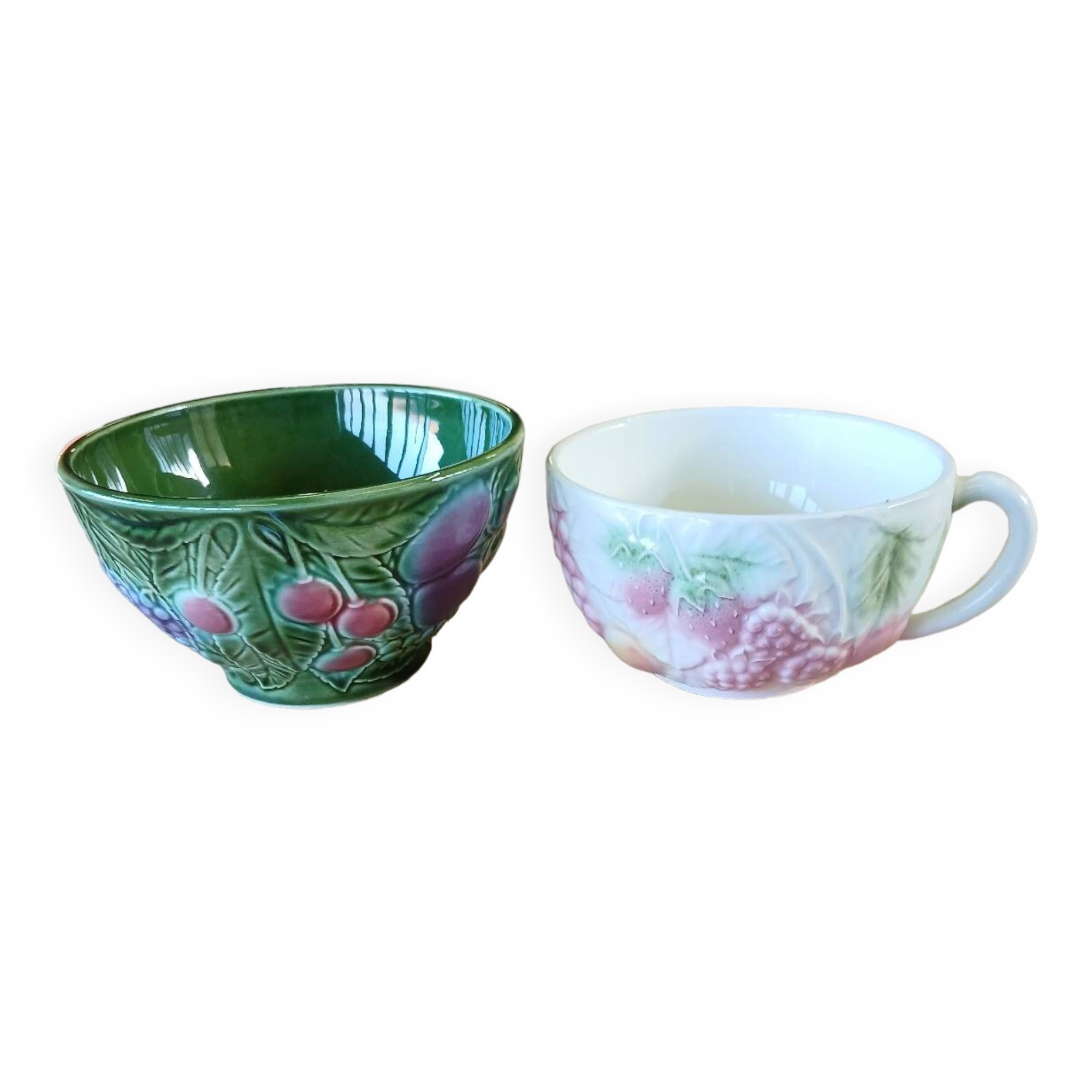 2 old Barbotine bowls