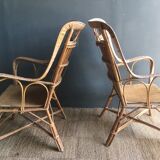 Pair of vintage rattan armchairs