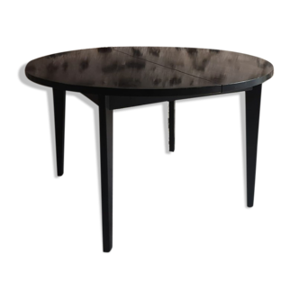 Round wooden dining table blackened around 1980