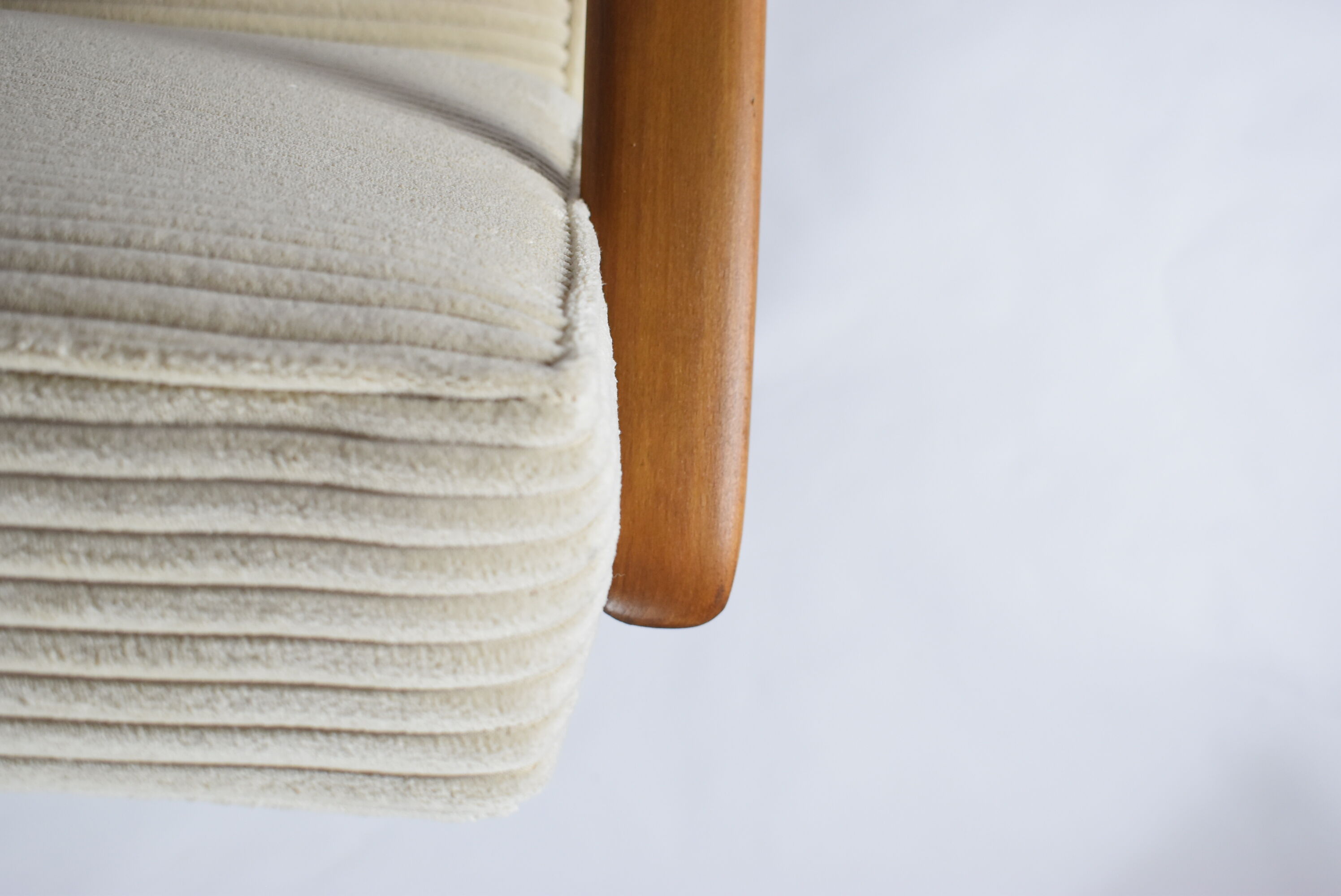 Original scandinavian armchair, renovated, 1960s, teak, beige Cord