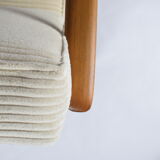 Original scandinavian armchair, renovated, 1960s, teak, beige Cord