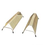 Pair of vintage record holders in gilded brass - for 80 vinyls