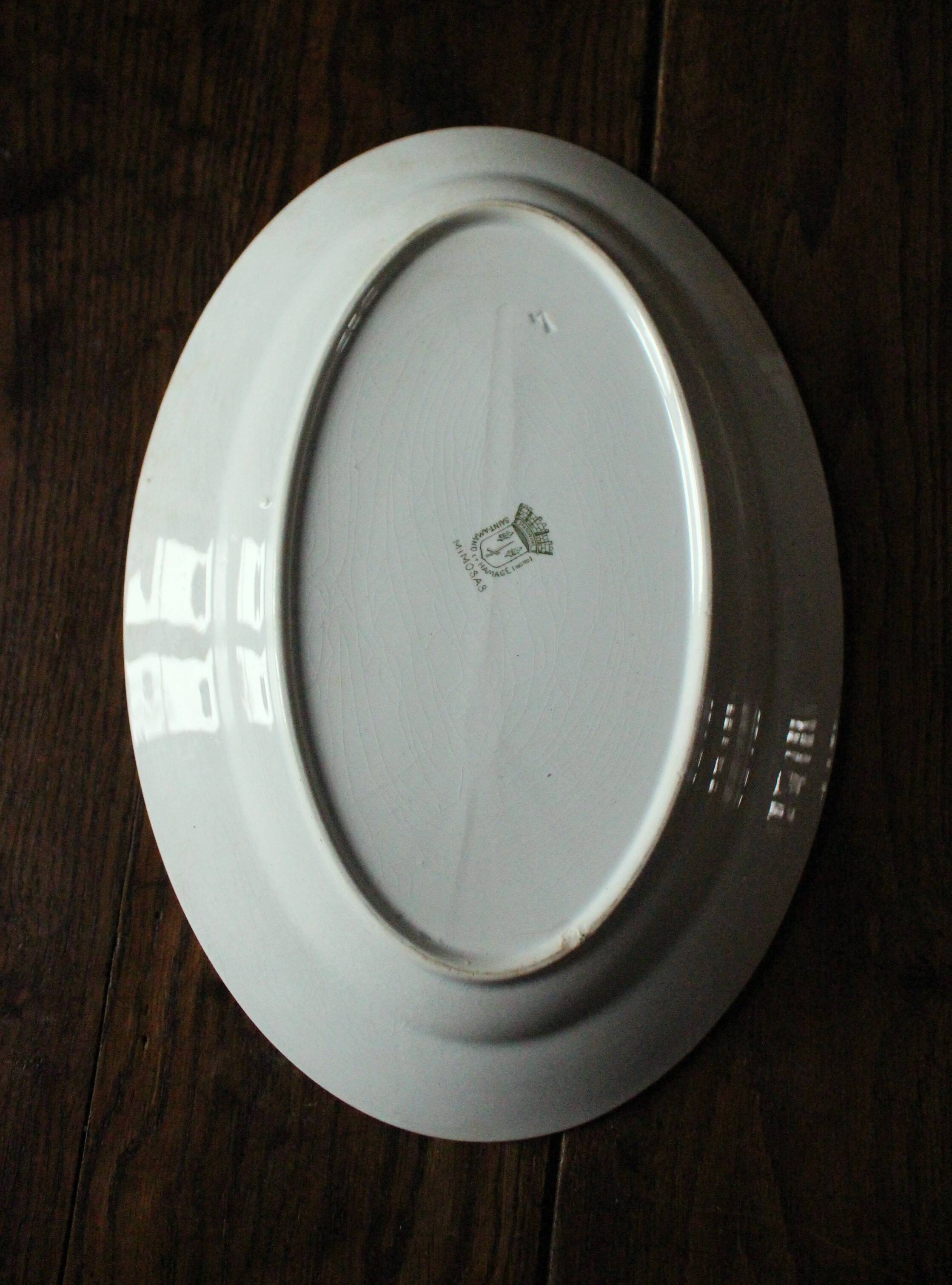 Plat ovale vert Mimosas Saint Amand