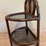 Half moon rattan bedside table