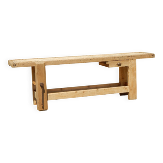Grand établi de menuisier en chêne et sapin - Ancien meuble de métier