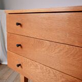 Scandinavian designer chest of drawers in blond oak Mid-Century Circa 1950