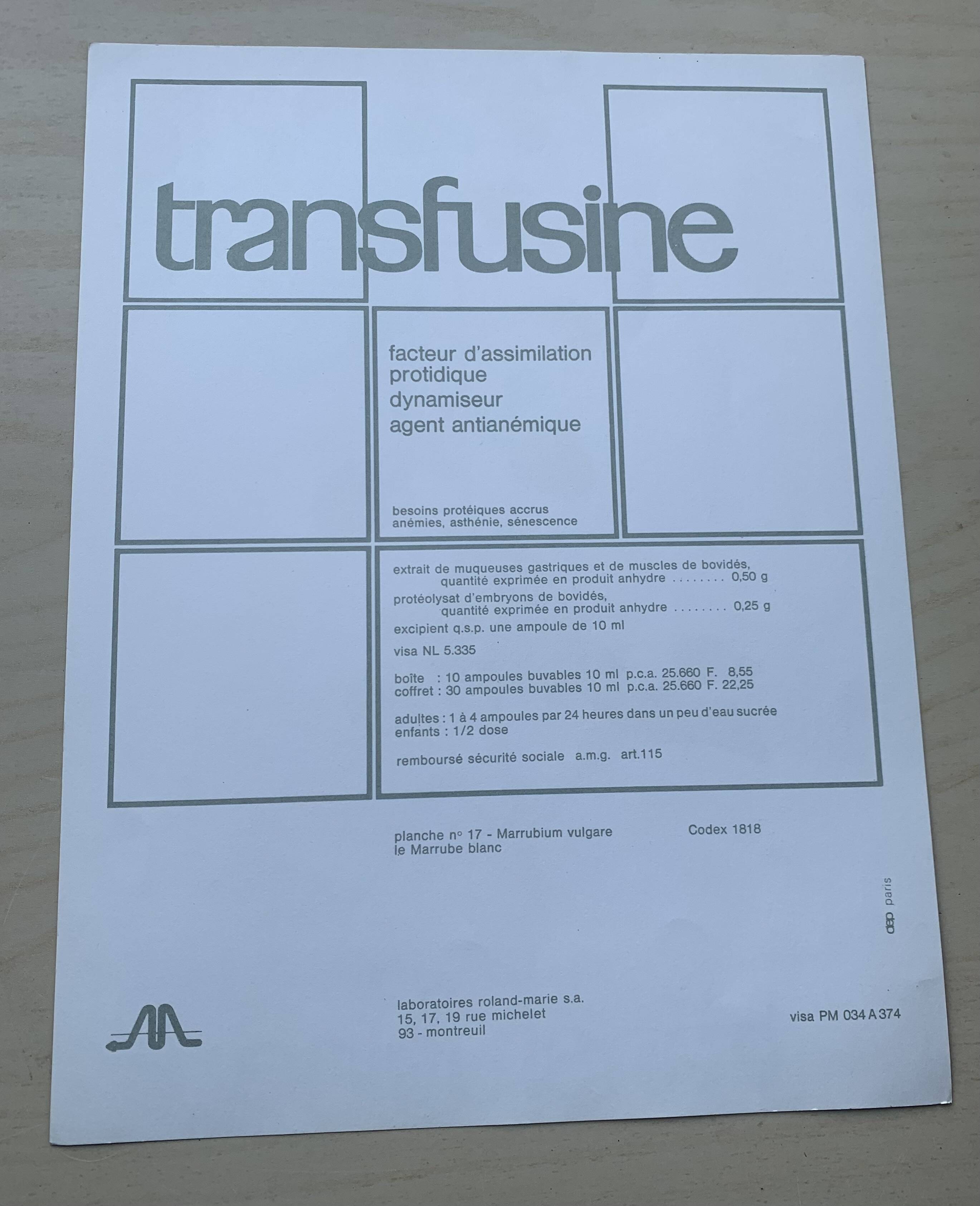 Set of two vintage medical herbarium posters advertising transfusion