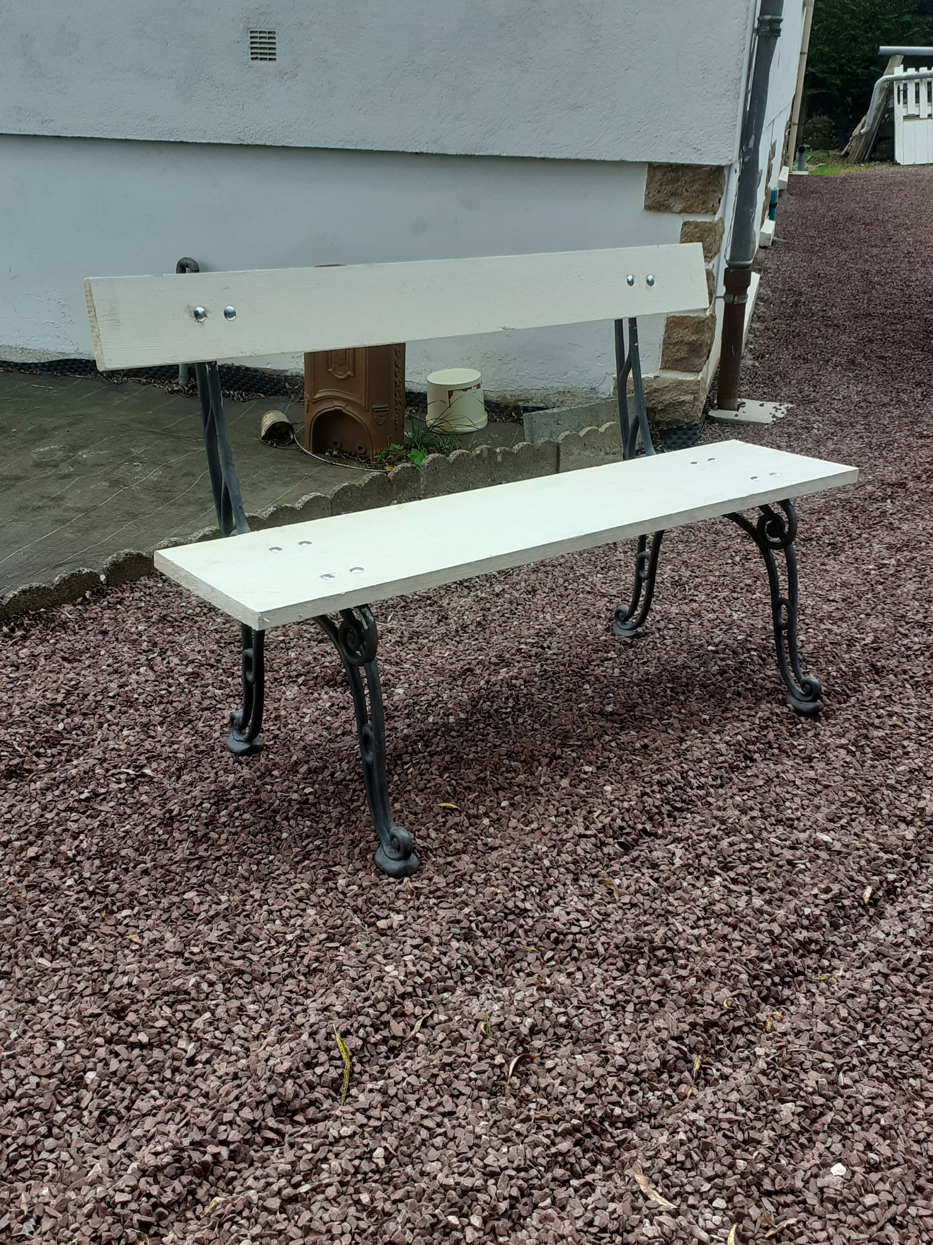 Garden bench with old cast-cast-or-cast-or-cast foot