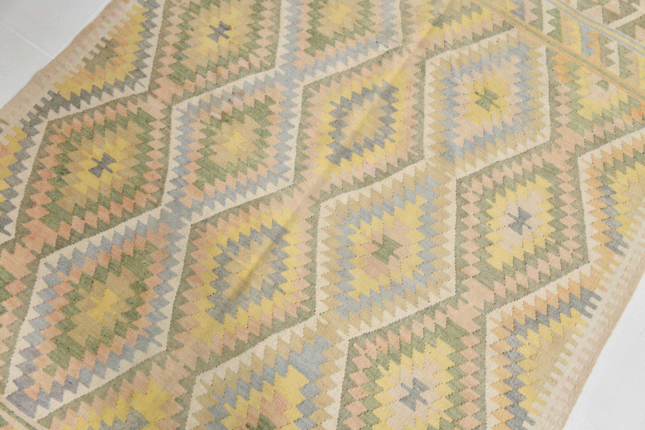 Tapis Kilim Vintage Laine Fait Main, Bohème, Motifs Géométriques, 149X247Cm