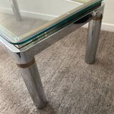 Vintage coffee table in brass and chrome metal from the 70s