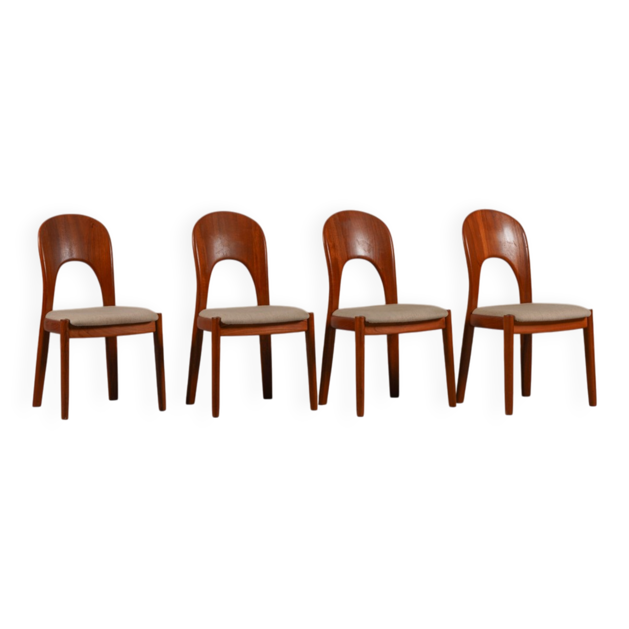 Vintage Morten dining chairs in teak by Niels Koefoed for Hornslet Møbelfabrik, Denmark 1970’s, set of 4