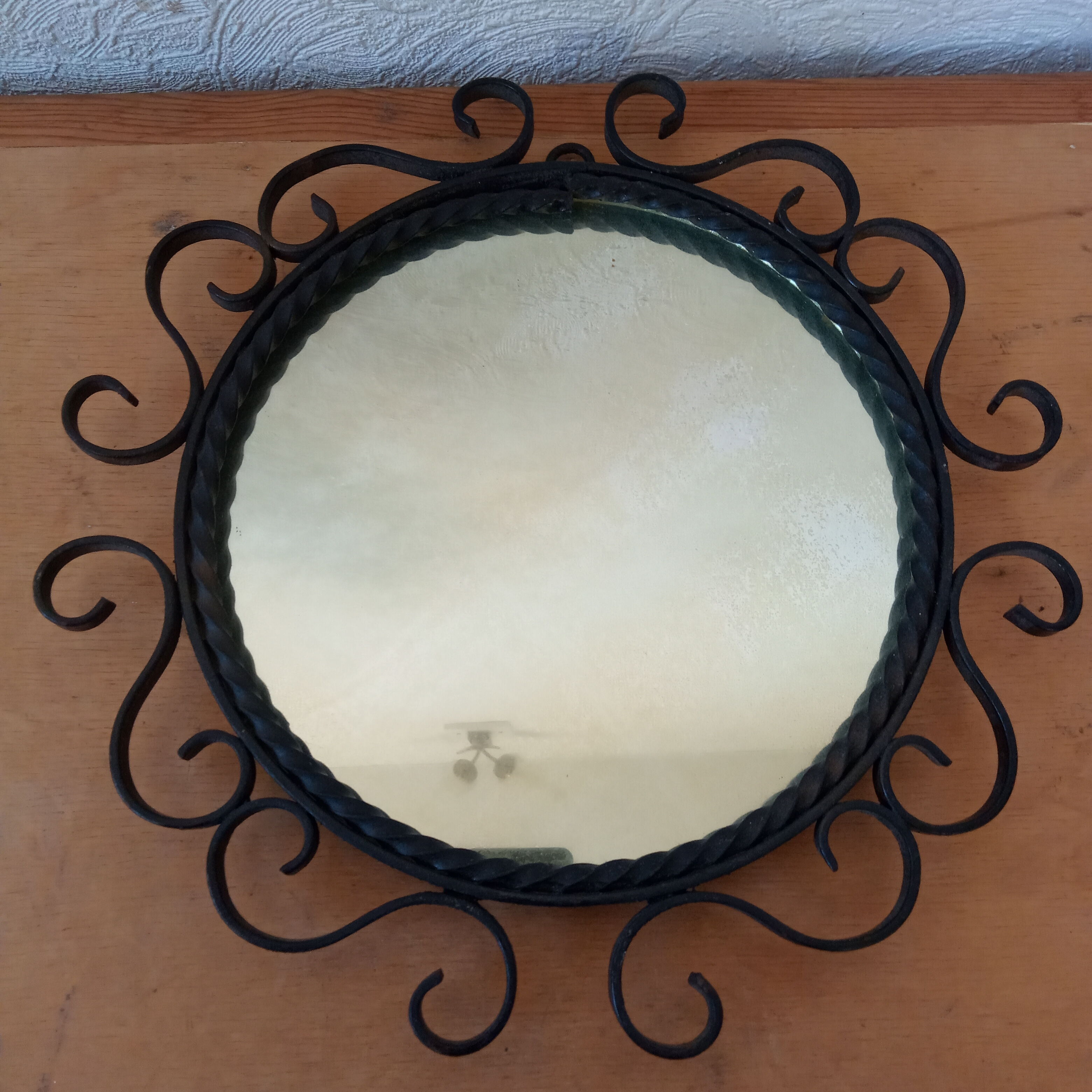 Miroir en fer forgé, années 50, L31 cm