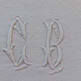 White linen napkins Monogram CB vintage (set of 11)
