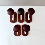 Set of 5 coat hooks, Midmodern wall coat hooks, retro style