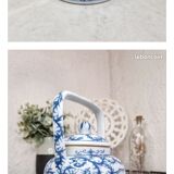 Chinese teapot in blue and white porcelain square handle