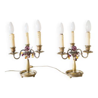 Pair of old Murano girandoles with fruits