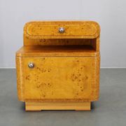 Pair of Art Deco burl wood nightstands, Czechoslovakia, 1940s