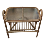 Table end of sofa door rattan magazines and glass granite
