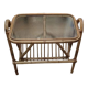 Rattan and frosted glass end table with magazine rack