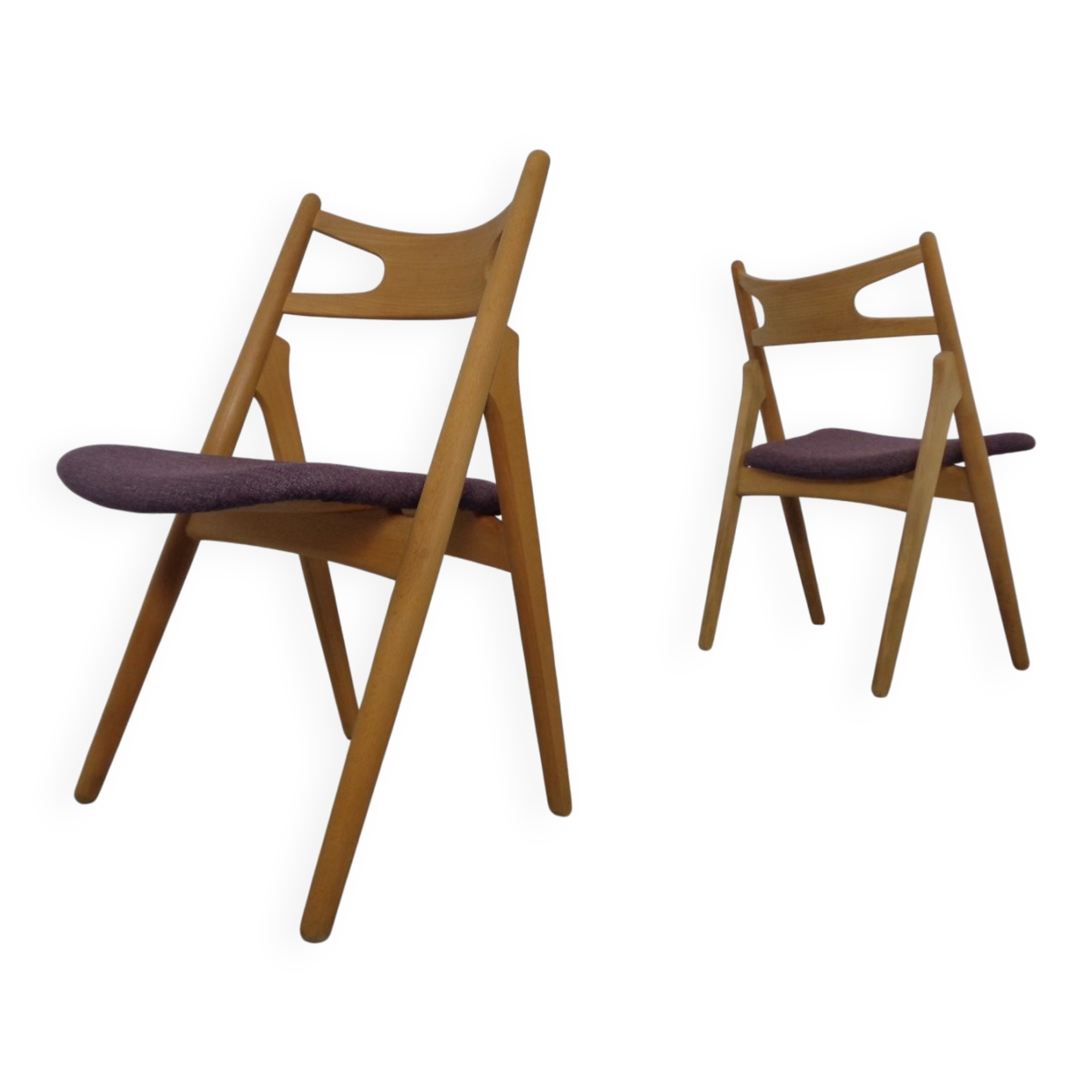 CH 29 Sawbuck Chairs in Oak and Wool by Hans J. Wegner for Carl Hansen & Son, 1950s, Set of 2