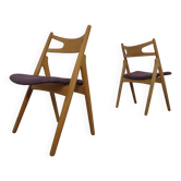 CH 29 Sawbuck Chairs in Oak and Wool by Hans J. Wegner for Carl Hansen & Son, 1950s, Set of 2