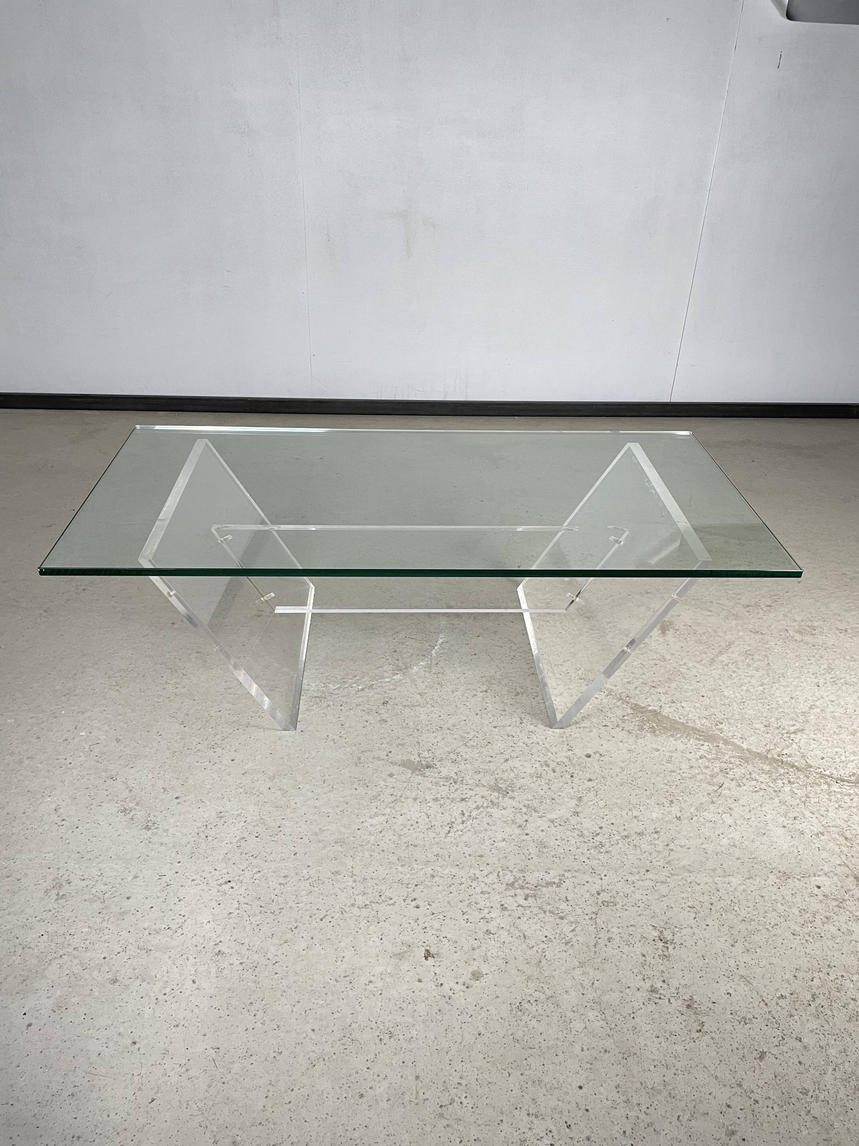 1970s plexiglass coffee table
