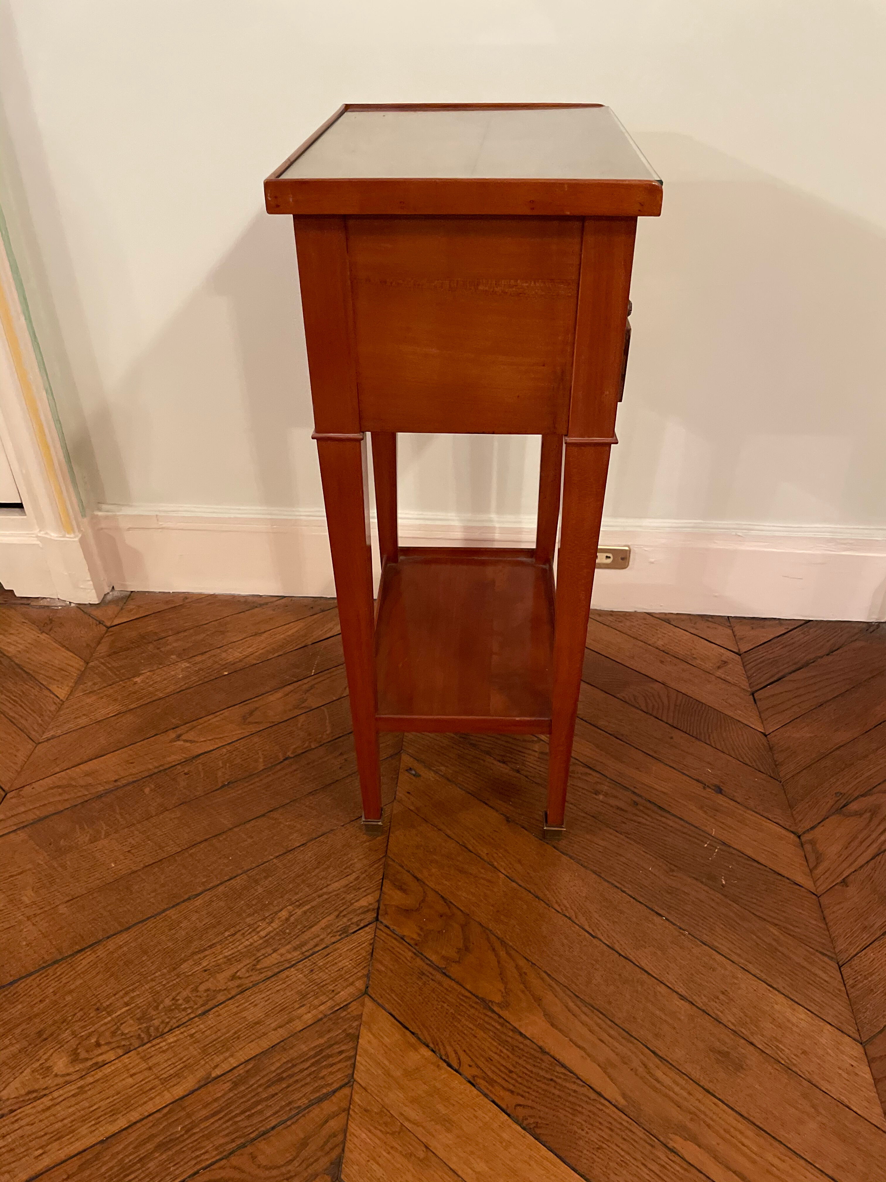 Cherry bedside table with glass