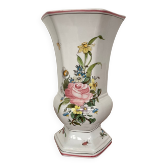 Lallier Moustiers hexagonal vase H 29cm
