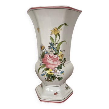 Lallier Moustiers hexagonal vase H 29cm