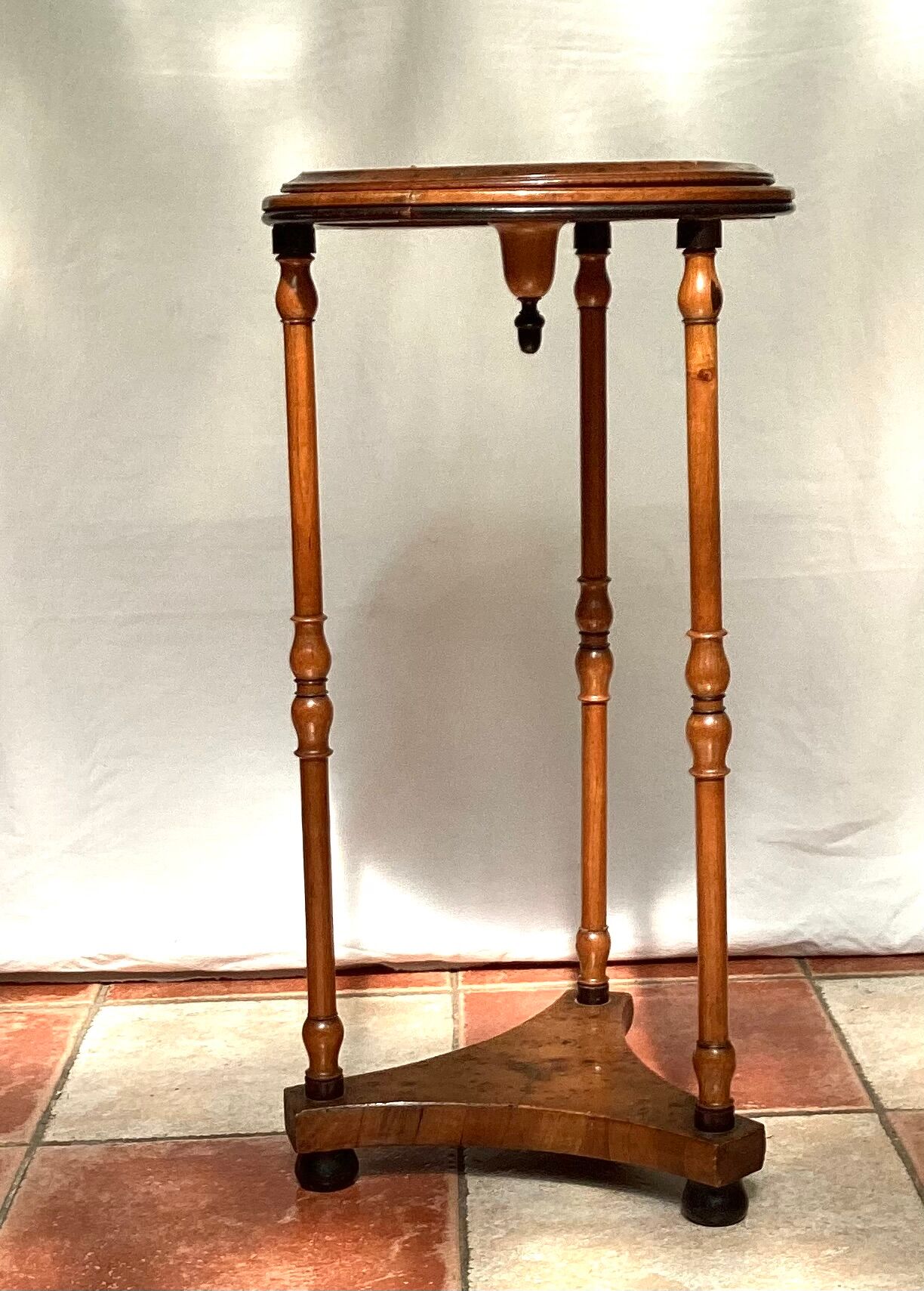 Wooden side table with three legs vintage