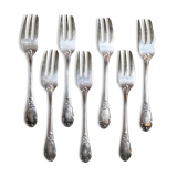 7 silver metal dessert forks