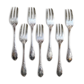 7 silver metal dessert forks