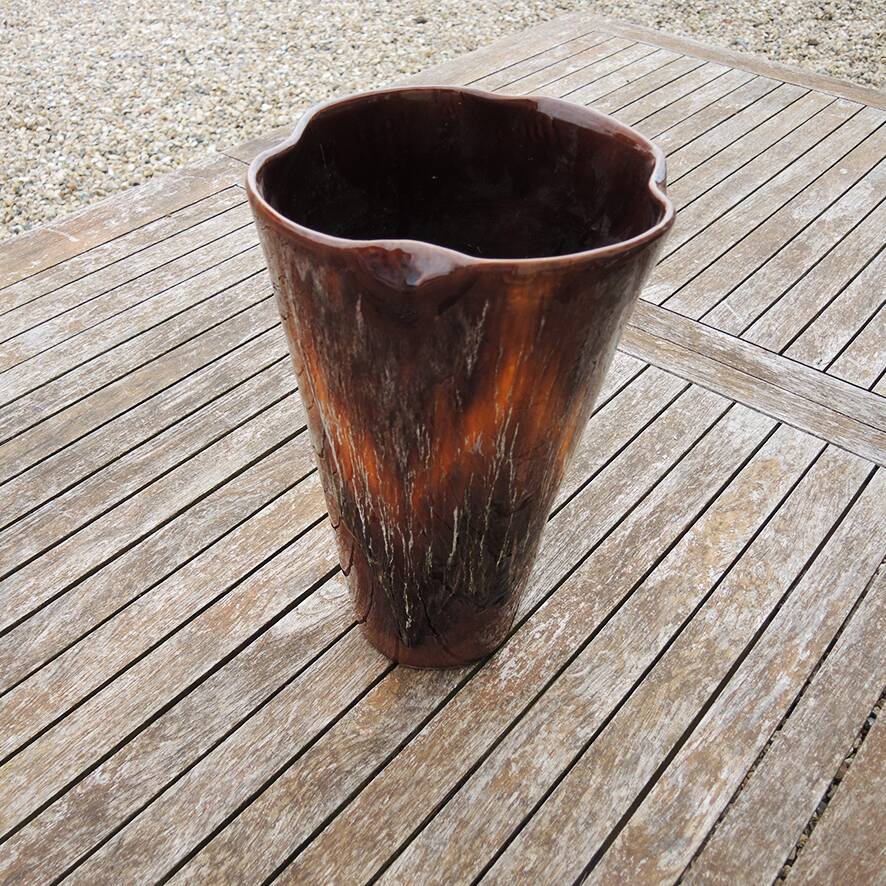 Old large brown ceramic vase from Vallauris